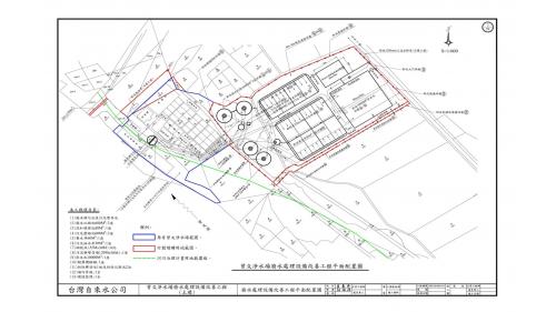 民國時代台南地區公共給水曾文淨水場平面圖