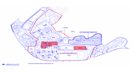 民國時代高屏地區公共給水澄清湖淨水場設施平面配置圖