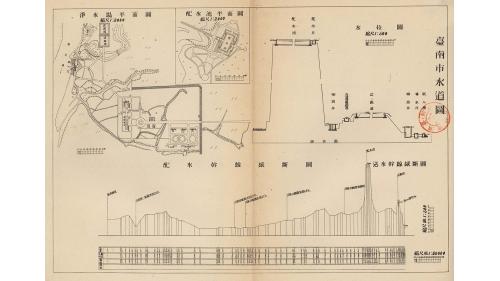 水源地區淨水場及配水池平面圖及水位圖.