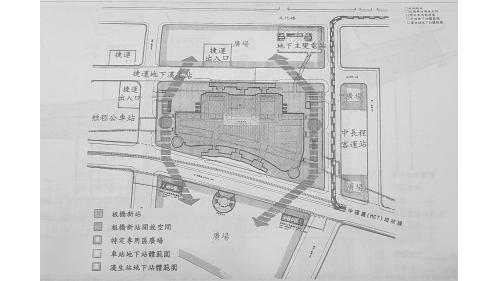 臺北市區鐵路地下化第三期工程「萬板專案」新板橋車站開放空間配置圖