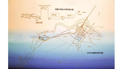 民國60年代的宜蘭系統總平面圖及水位關係示意圖