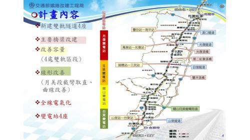 花東線鐵路瓶頸路段雙軌化暨全線電氣化計畫內容(110年4月製表)