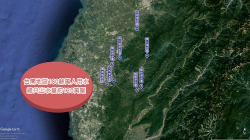 台南地區用水人口約180餘萬人，兩大系統淨水場總共出水量約120萬噸。
 