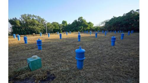 日治時代高屏地區公共給水打狗水道壽山配水池淨水池通氣孔。