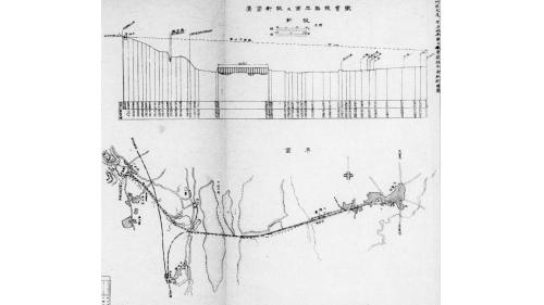 日治時代高屏地區公共給水阿緱水道(屏東水道)水源地平面圖及鐵管線路平面圖