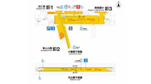 台北捷運信義線地下段象山站(R02)月台層平面圖