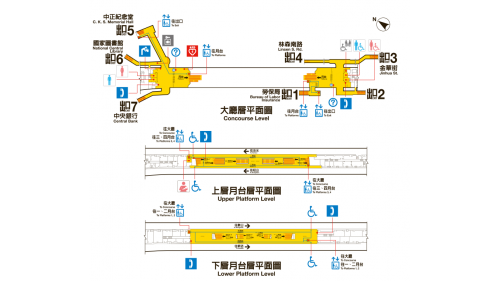 台北捷運信義線地下段中正紀念堂站(R08/G10)大廳層、月台層平酗圖