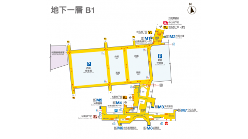 台北捷運淡水線地下段台北車站(R10)地下一層B1平面圖