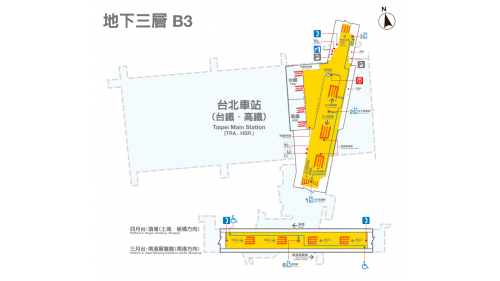 台北捷運淡水線地下段台北車站(R10)地下三層B3平面圖