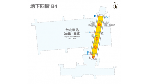 台北捷運淡水線地下段台北車站(R10)地下四層B4平面圖