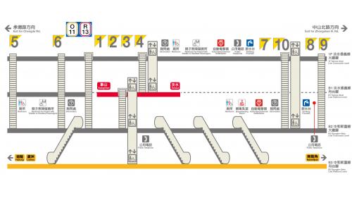 台北捷運淡水線民權西路站(R13)剖面圖