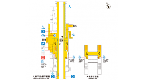 台北捷運淡水線地面段忠義站(R24)大廳層、月台層平面