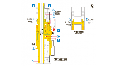 台北捷運淡水線地面段關渡站(R25)大廳層、月台層平面