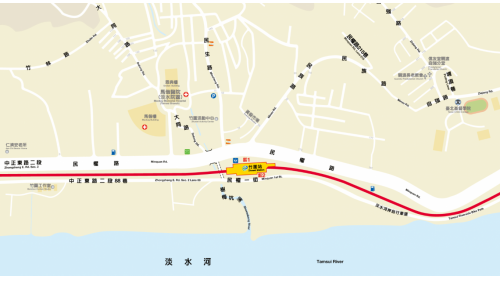 台北捷運淡水線地面段竹圍站(R26)位置圖