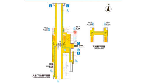 台北捷運淡水線地面段竹圍站(R26)大廳層、月台層平面