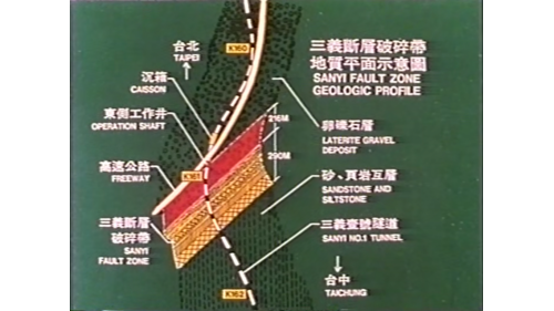 三義壹號隧道工程向南工作面地質平面示意圖