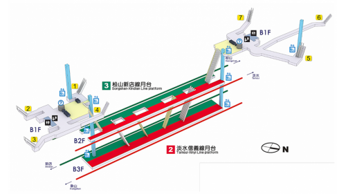 台北捷運中正紀念堂轉乘規劃示意圖