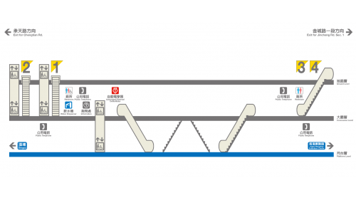 捷運板南線土城線沿線車站永寧站(BL02)剖面相關位置圖