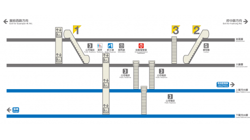 捷運板南線板橋線沿線車站府中站(林家花園)(BL06)剖面相關位置圖