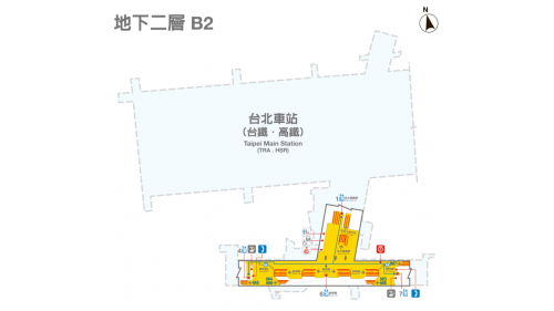 捷運板南線南港線台北車站(BL12/R10/A1)地下二樓平面圖