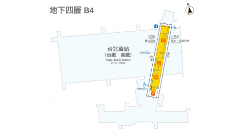 捷運板南線南港線台北車站(BL12/R10/A1)地下四樓平面圖