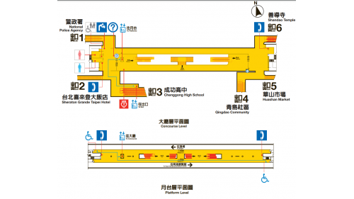 捷運板南線南港線善導寺站(BL13)平面圖