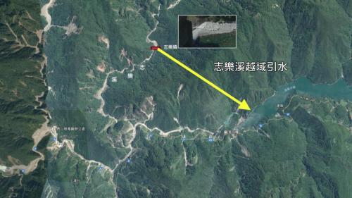 德基水庫水源主要來自大甲溪上游的有勝溪、司界蘭溪、南湖溪等，另有志樂溪越域引水送在壩址下方，於大甲溪北岸志樂溪上游興建一座小型引水壩 及引水隧道，將志樂溪的溪水引入德基水庫。
 
