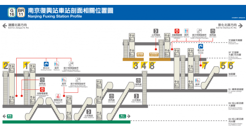 捷運木柵線沿線車站南京復興站(BR11/G16)剖面相關位置圖