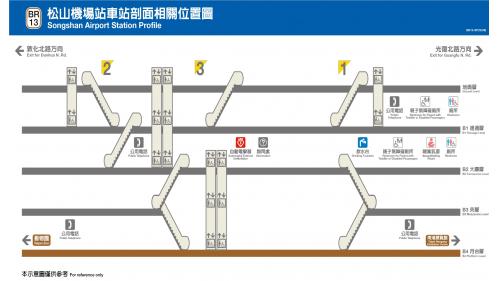 捷運內湖線沿線車站松山機場站(BR13)剖面相關位置圖