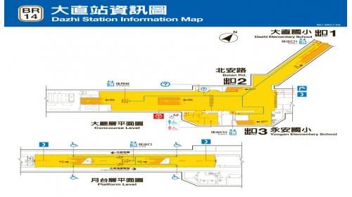 捷運內湖線沿線車站大直站(BR14)平面圖