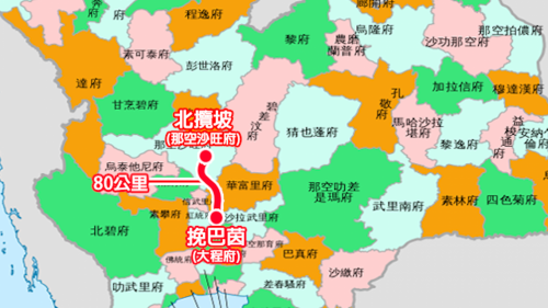 榮工處海外業務東南亞泰國坤敬至黎府公路地理位置