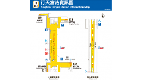 捷運中和新蘆線新莊線台北市段沿線車站-行天宮站(O09)平面圖