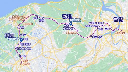 桃園機場捷運路線代號為A，代表色為紫色，路線沿途行經台北市、新北市、桃園市等3個行政區，營運中車站共有22站，包含7座地下車站與15座高架車站，並設有蘆竹機廠及青埔機廠。