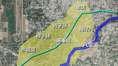 道將圳之將軍圳溉灌範圍：將軍圳灌溉範圍包括今嘉義車店、水上庄湖仔內、崎子頭、柳子林、水堀頭等地區，灌溉面積約462甲。