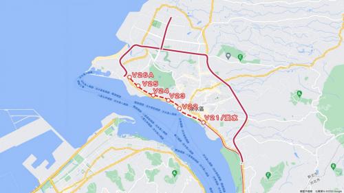 淡海輕軌規劃中的第二期藍海線全貌