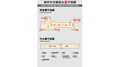 高雄捷運紅線沿線車站介紹-楠梓加工區站(R19) -平面圖