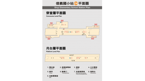 高雄捷運橘線沿線車站介紹-信義國小站(O6)平面圖