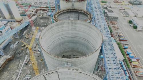 大林電廠建造中之一至四號筒式煤倉