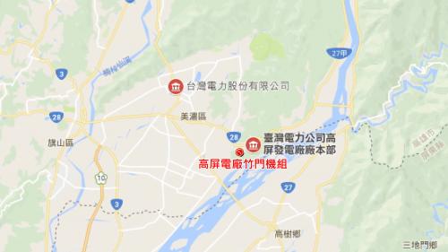 高屏溪流域竹門電廠位置