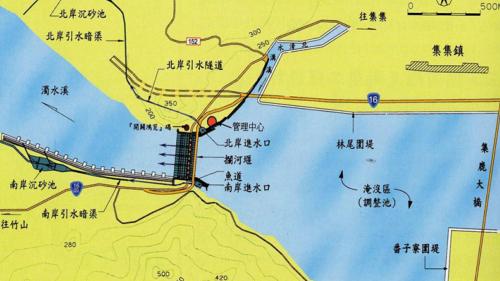 集集攔河堰工程示意圖