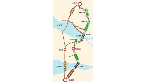 彰化到三叉河間施工最為困難示意圖。