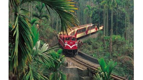柴油機車行駛於800公尺以下熱帶林的阿里山森林鐵路
