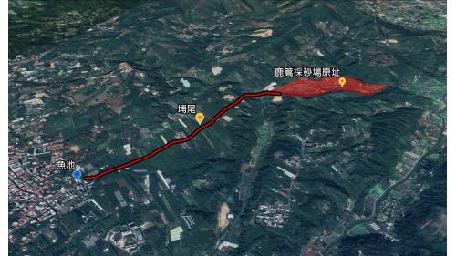 集集支線鐵路-鹿蒿採砂場原址地理位置示意圖