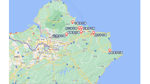 公共給水基隆地區淨水廠位置