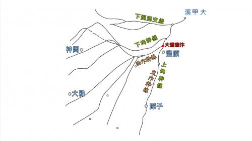 大鴛鴦汴將葫蘆墩圳一分為二，左側為東汴幹線向南往潭子、北屯一帶前進；右側為西汴幹線，則往大雅、西屯一帶。