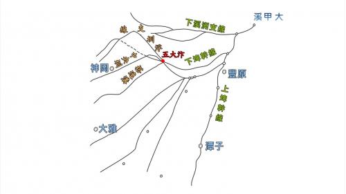 葫蘆墩圳下埤系統流經五大汴又可分流「搭連溝」、「中央圳」、「浮圳」三大圳路。