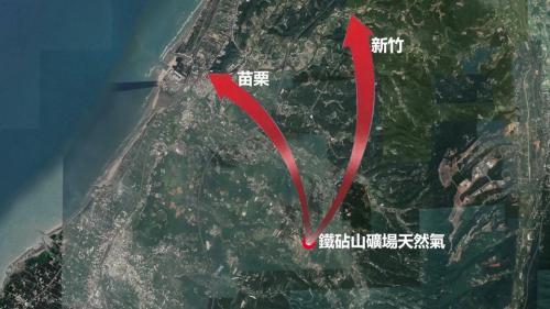 通霄火力發電廠天然氣來源之苗栗鐵砧山礦場供氣示意圖